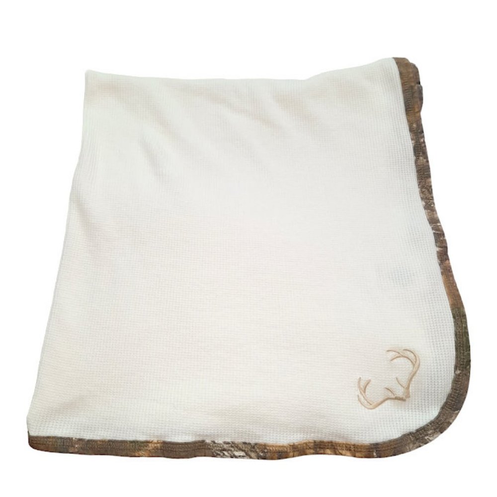 Creative Knitwear Camo Deer Horns Thermal Waffle Weave Blanket 30" X 33"